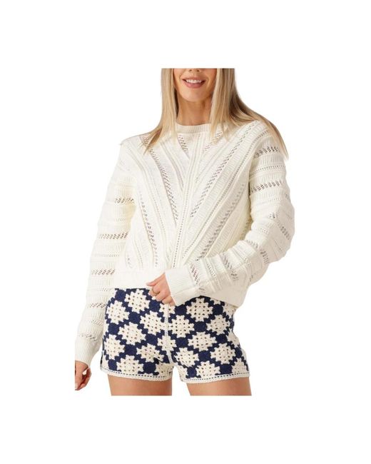 Suncoo White Round-Neck Strickwaren