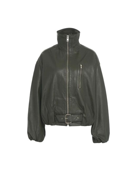Oval Square Green Leather Jackets