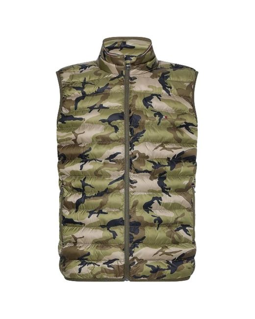 Tommy Hilfiger Jassen ,Groen ,Polyester Packable Sleeveless Camouflage Puffer Vest in het Green voor heren