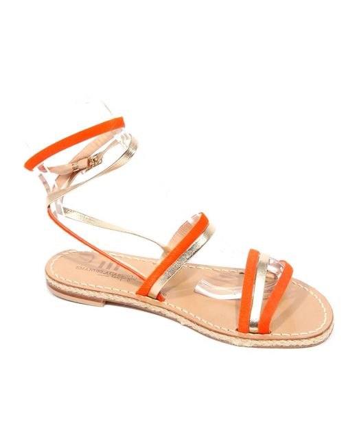 Emanuela Caruso Orange Flat Sandals