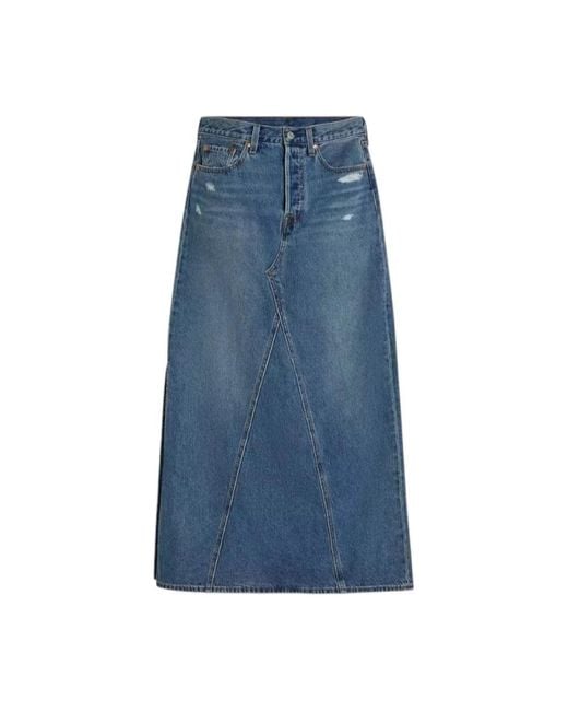 Levi's Rokken ,Blauw ,Denim Tijdloze Lange Denim Rok in het Blue
