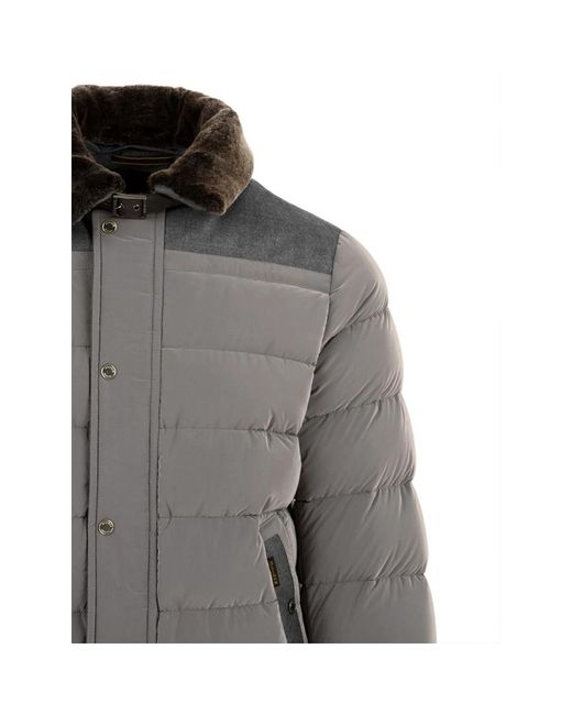 Moorer Gesteppte daunenjacke mit druckknöpfen und ledergurt in Gray für Herren