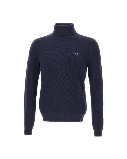Sun 68 Turtleneck Sweater in het Blue voor heren