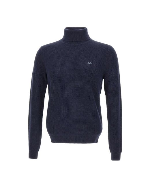Sun 68 Turtleneck Sweater in het Blue voor heren