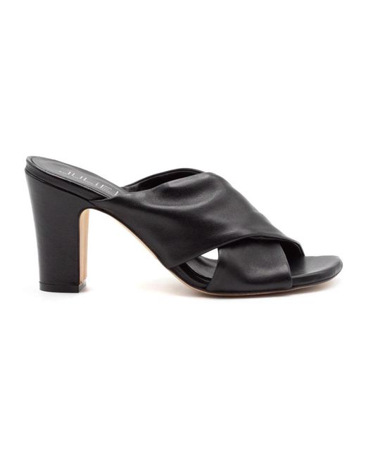 Julie Dee Black Heeled Mules