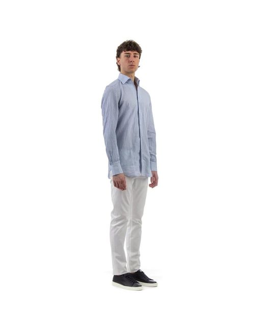 Finamore 1925 Blue Casual Shirts for men