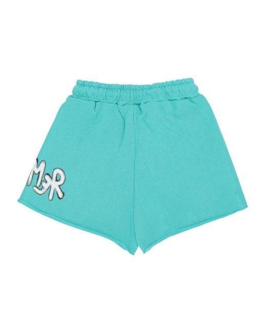DISCLAIMER Fitness ,Blauw ,Katoen Logo Mint Shorts Elastische Koord Katoen in het Blue