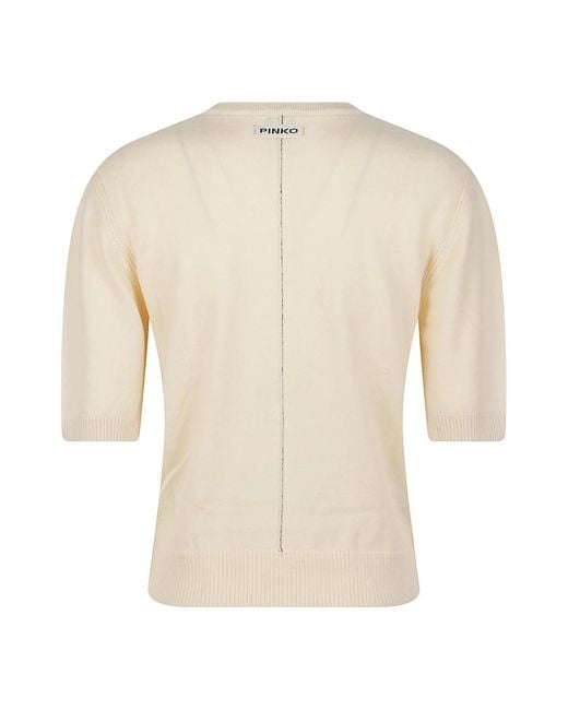 Pinko Natural V-Neck Knitwear