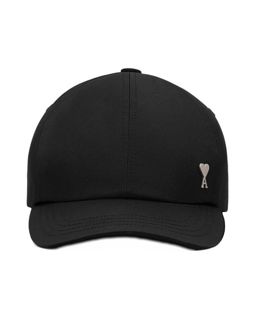 AMI Accessoires ,Zwart ,Katoen De Coeur Stud Cap in het Black