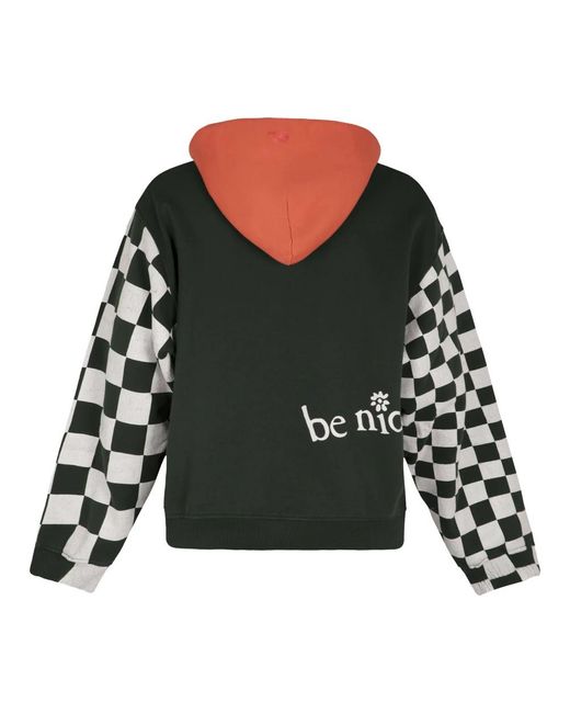 ERL Hoodies & Sweatvesten ,Veelkleurig ,Katoen Venice Checker Sleeve Hoodie in het Green voor heren
