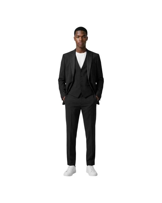 MULISH Black Single Breasted Suits for men