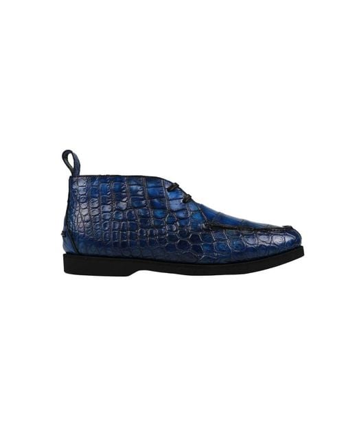 Kiton Blue Lace-Up Boots for men