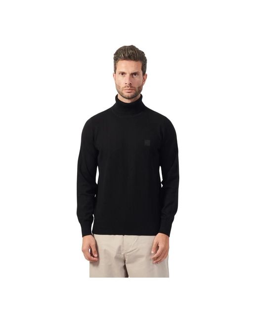HUGO Schwarzer Rollkragenpullover Aus Kaschmir-Mix in Black für Herren