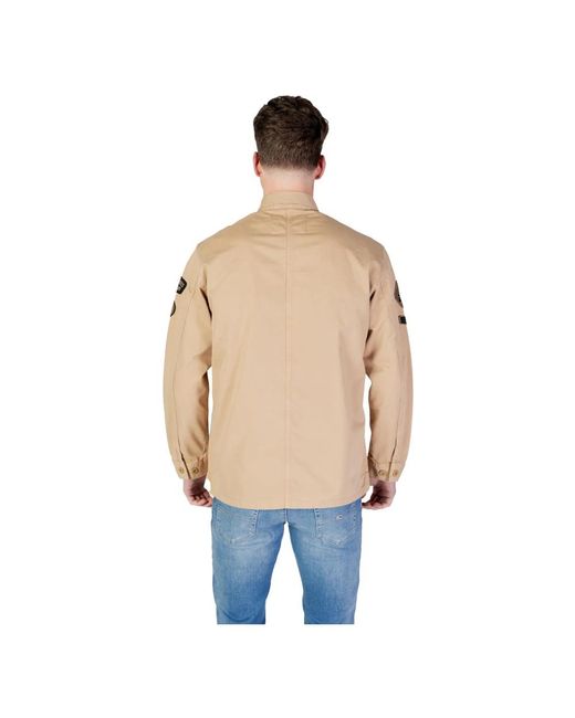 Replay Overhemden ,Katoen Long Sleeve Cotton Shirt in het Natural voor heren