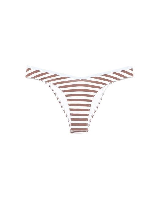 Frankie's Bikinis White Gestreiftes Erd Braunes Strandkleid Mit Besatz