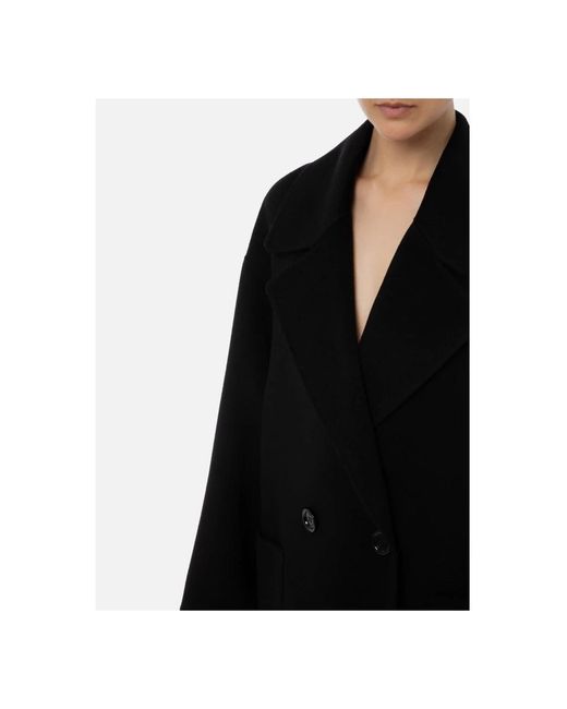 Elisabetta Franchi Black Double-Breasted Coats
