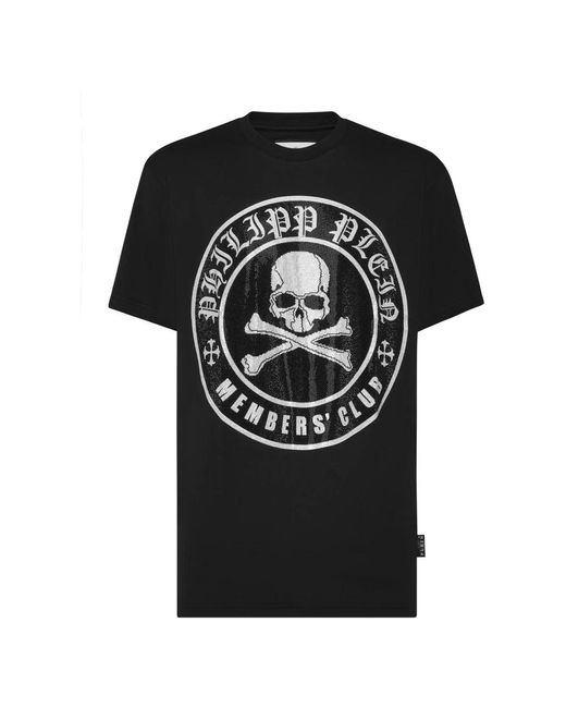 Philipp Plein T-Shirt Rundhals Ss Strass Skull&Bones in Black für Herren