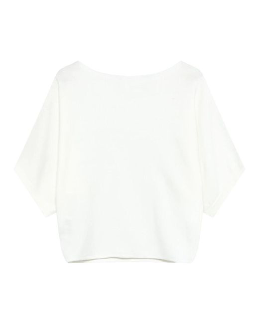 Alpha Studio Boot-Neck Top in het White