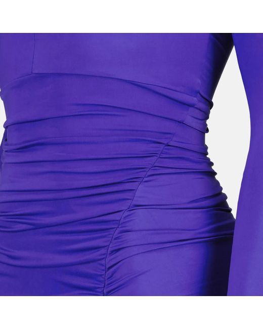 Victoria Beckham Blue Gerüschtes langes kleid,gerüschtes langes kleid mit reißverschluss
