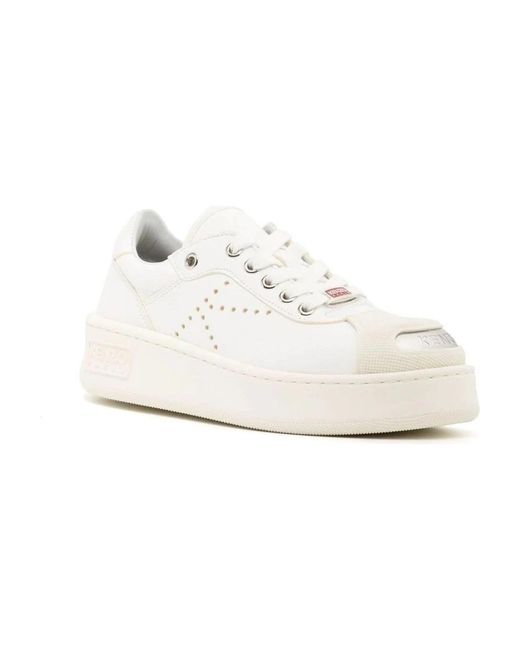 KENZO White E Leder Low-Top Sneakers