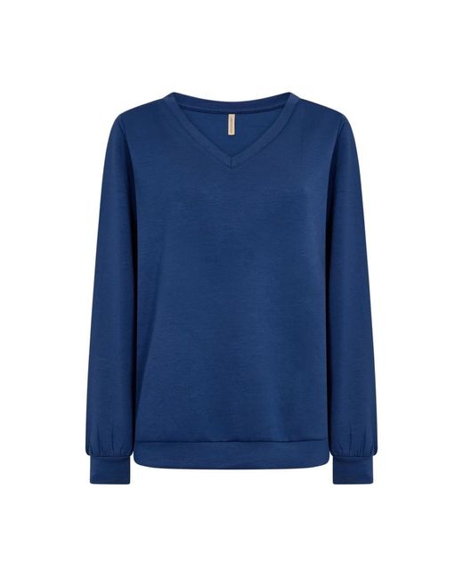 Soya Concept Blue Bequemer V-Ausschnitt Pullover