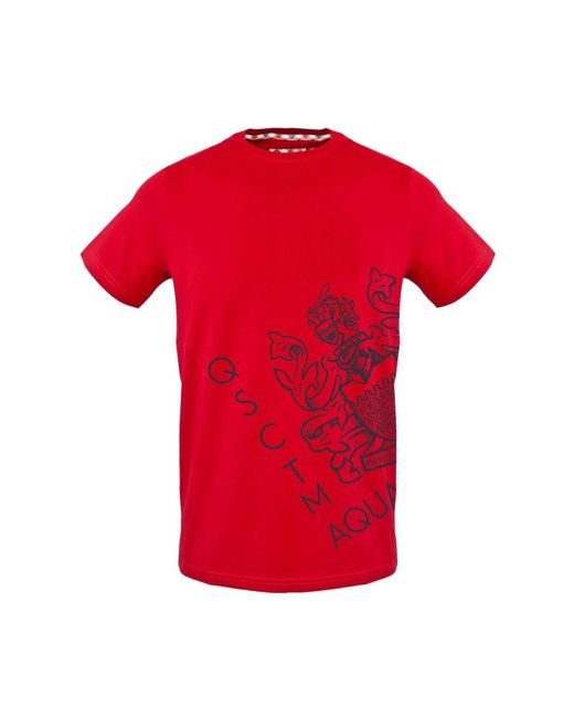 Aquascutum Kurzarm rundhals baumwoll-t-shirt in Red für Herren