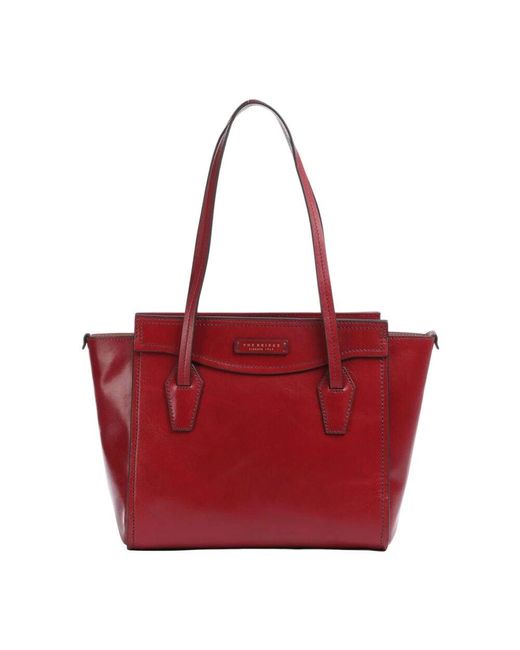 The Bridge Red Rote Leder Shopper Tote Tasche