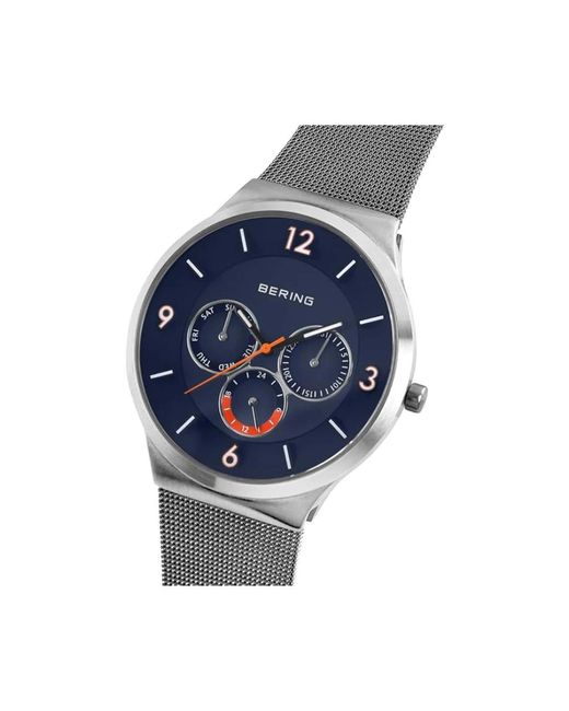 Bering Accessoires ,Blauw ,Klassiek Milanese Zilveren Quartz Horloge in het Gray voor heren