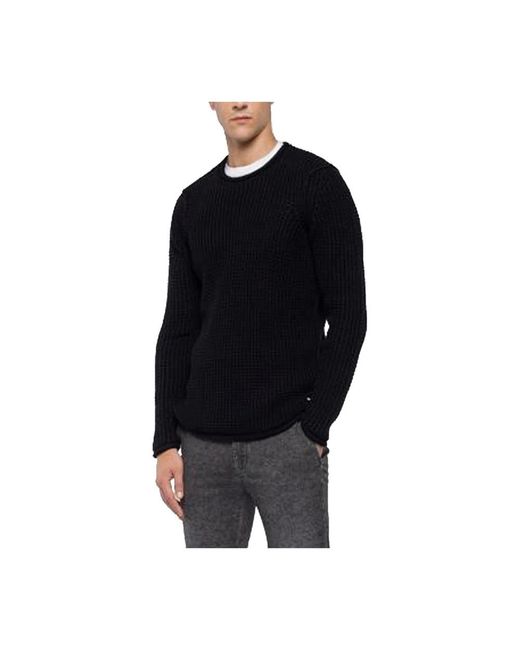 Replay Black Round-Neck Knitwear for men