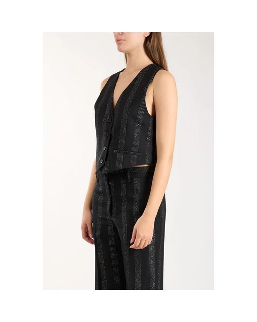 MSGM Jassen ,Zwart ,Wol Lurex Wool Gilet Slim Fit in het Black