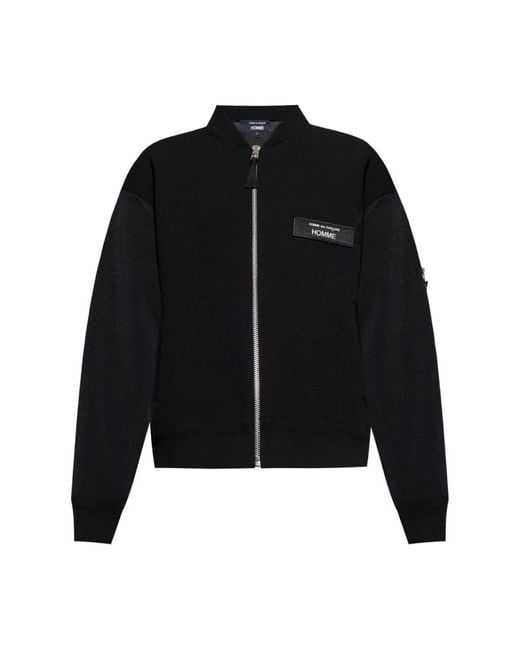 Comme des Garçons Jassen ,Zwart ,Zwarte Zip Jas Met Logo Patch in het Black voor heren
