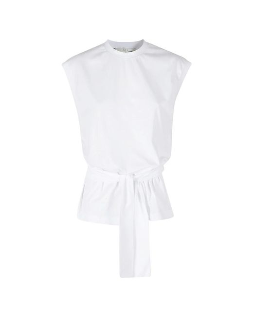 Tela White Sleeveless Tops