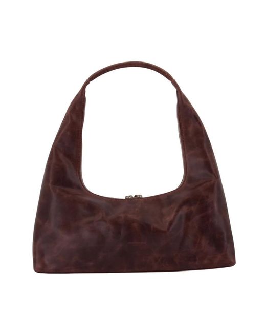 MARGE SHERWOOD Purple Braune Leder-Schultertasche