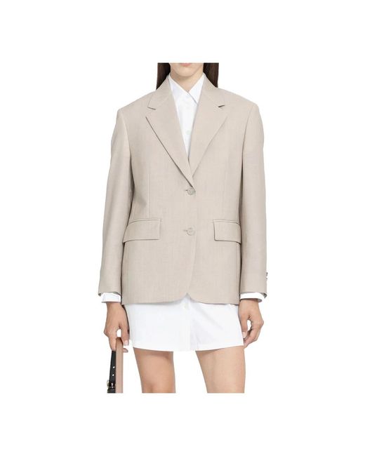 Prada Wollen Blazer Jas in het Natural