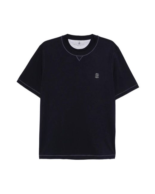 Brunello Cucinelli T-Shirt Met Ronde Hals En Logo in het Black voor heren
