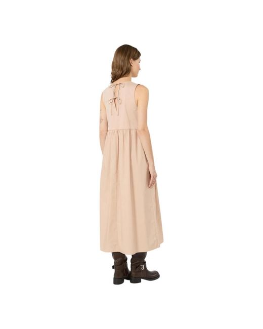 Max Mara Kleedjes ,Roze ,Katoen Lange Mouwloze Katoenen Jurk in het Natural