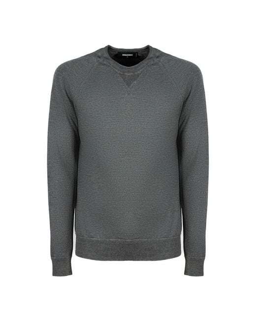DSquared² Gray Round-Neck Knitwear for men