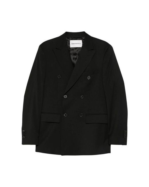 Amaranto Geknöpfter Blazer in Black für Herren