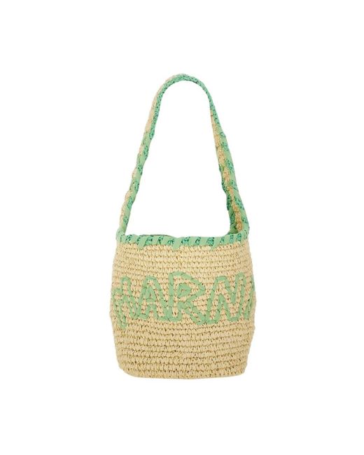 Marni Metallic Gewebte Tote Bag Aus Bast