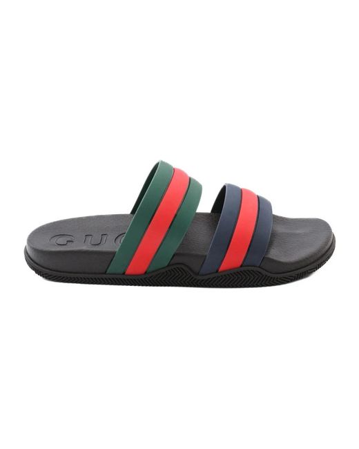 Gucci Web stripe slide sandalen in Black für Herren