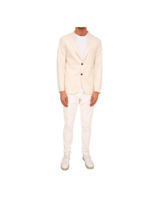 Eleventy Jassen ,Wit ,Wol Single Breasted Jacket in het Natural voor heren