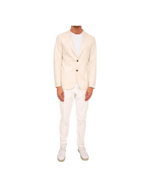 Eleventy Jassen ,Wit ,Wol Single Breasted Jacket in het Natural voor heren