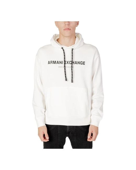 Armani Exchange White Hoodies for men