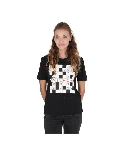 Love Moschino Black Schwarzes baumwoll-t-shirt stilvolles design