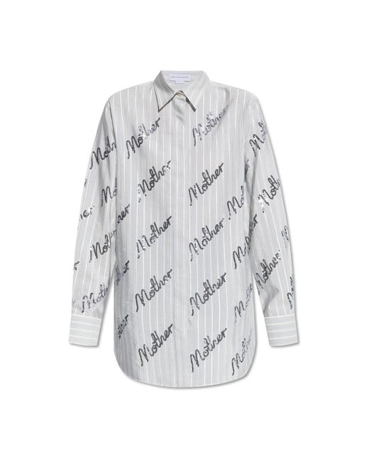 Stella McCartney Overhemden ,Blauw ,Pailletten Shirt Met Glinsterende Pailletten in het Gray