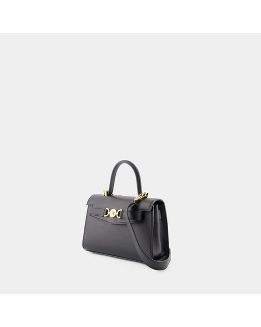 Versace Black Schwarze Leder-Handtasche Mit Griff