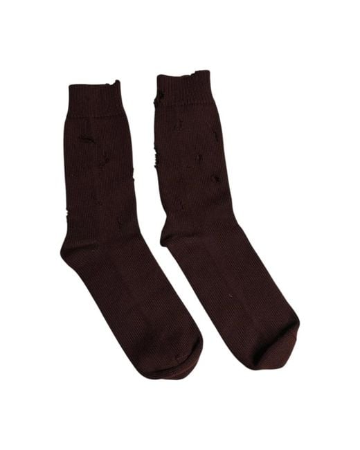 Dolce & Gabbana Ondergoed ,Bruin ,Katoen Luxe Logo Mid Calf Katoenen Sokken in het Brown voor heren