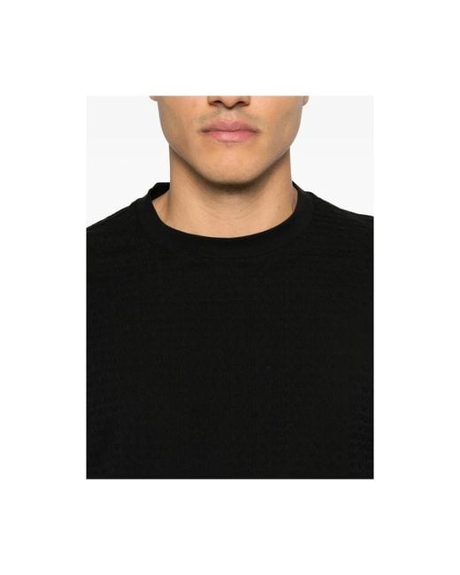 Emporio Armani Black Textured Finish T-Shirt for men