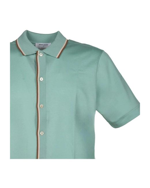 Gran Sasso Green Short Sleeve Shirts for men