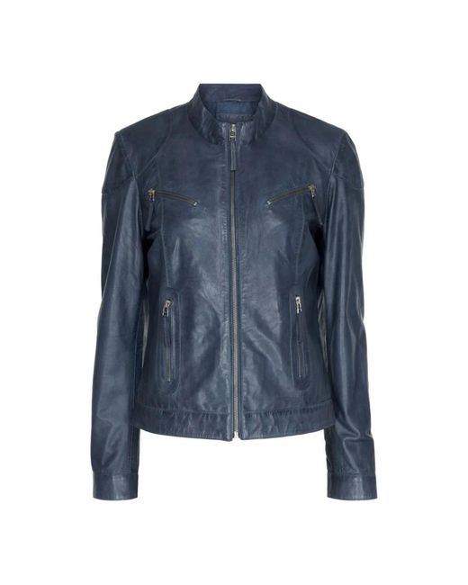 Notyz Blue Leather Jackets